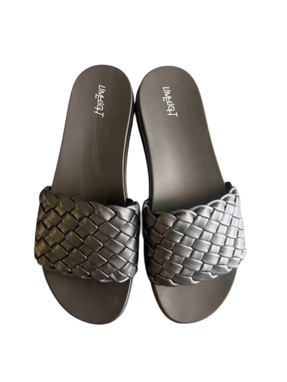 NWOT LimeLight Black Woven Platform Slides Sandals Rubber Shoes Size 11